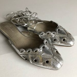 Dries Van Noten silver leather flats